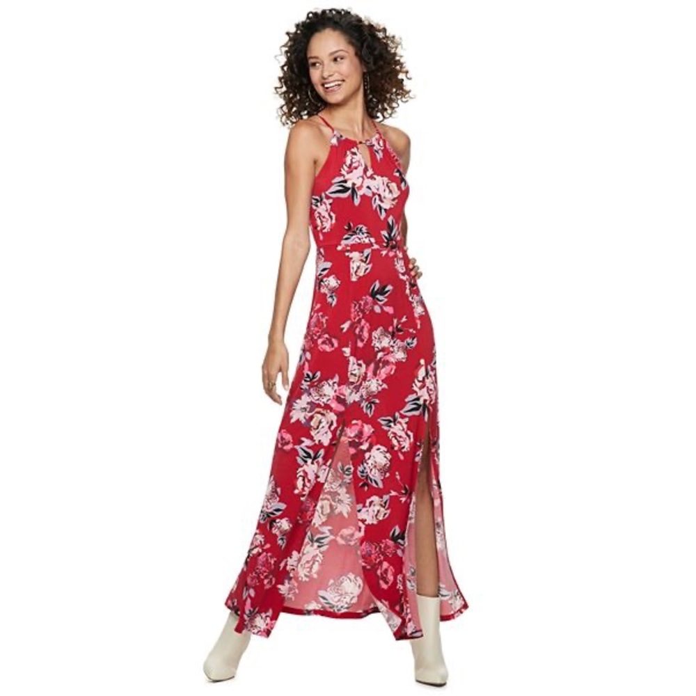 Red Halter Maxi Dress
